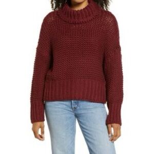 Free People | Red Cowl Neck Sweater Chunky Knit Oversized